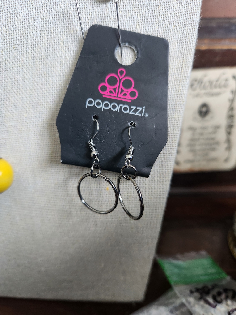 Black Double Hoop Dangle Earrings - Sleek Minimalist